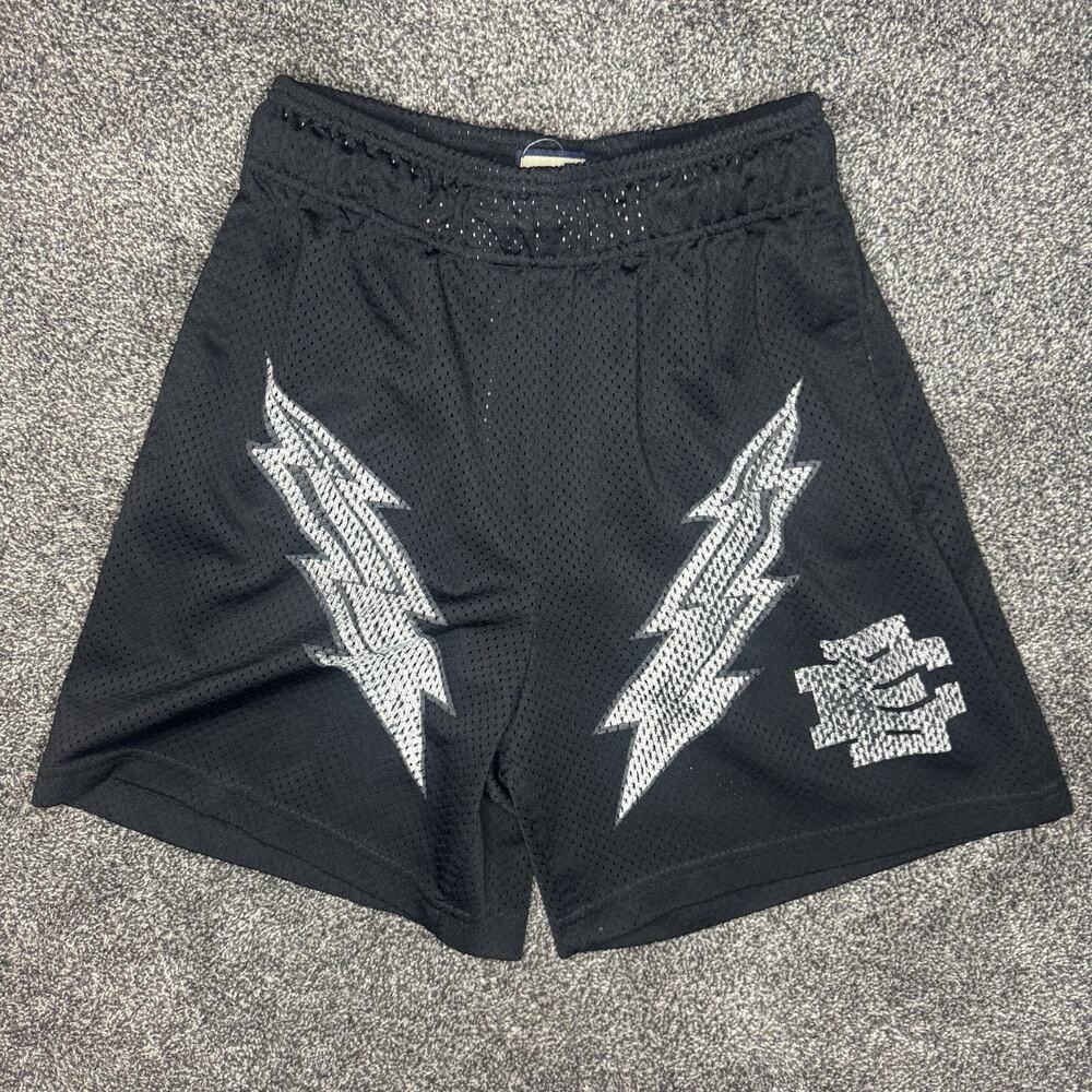 Eric Emanuel EE Basic Lightning Bolt Shorts Black White Cyber Monday Mesh Medium